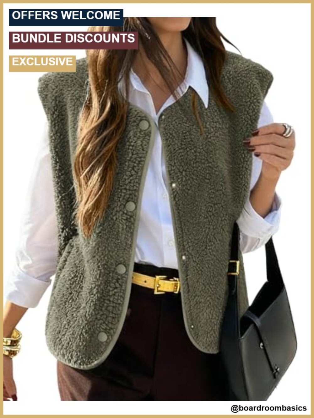 Women's Fleece Sherpa Vest Sleeveless Button Down Open Front Fuzzy Warm